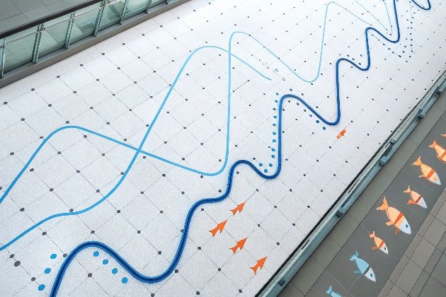 Fish Graph Board Floor design featuring fish and colorful graph patterns