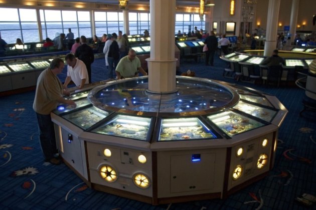 Fish Game Board Designed A coastal arcade with a fish game board designed for 10 players